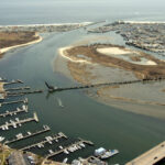 Aerial view of an inlet and tidal estuary
