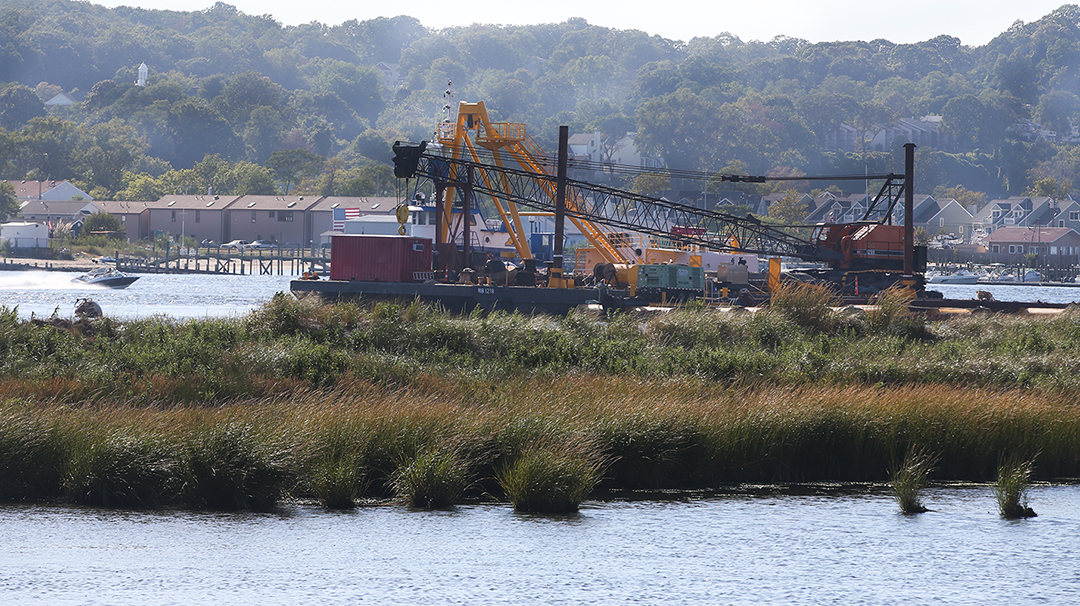Dredging in a wetlands area