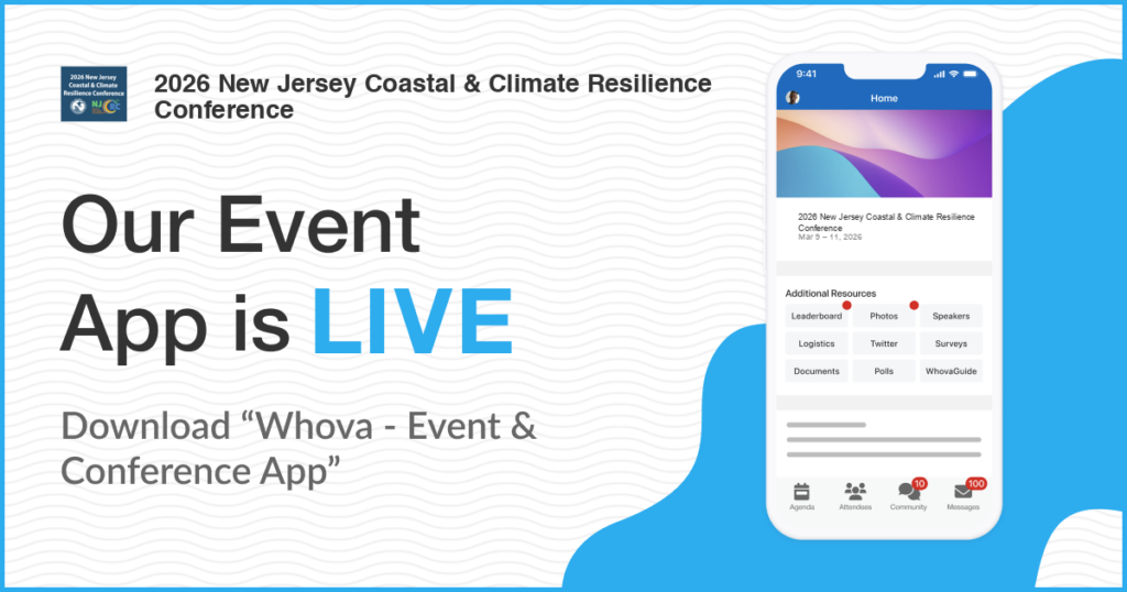 Graphic showing a cell phone screen with text reading, "Our Event App is LIVE"
